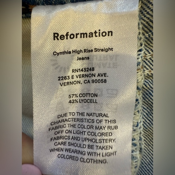 Reformation Women’s Cynthia High-Rise Lady Embroidered Straight Jeans (Flaw) - Picture 9 of 10